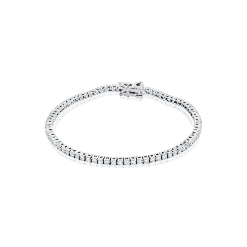 Sterling Silver Rhodium Plated Lab Diamond 2mm TCW 2.04ct Tennis Bracelet