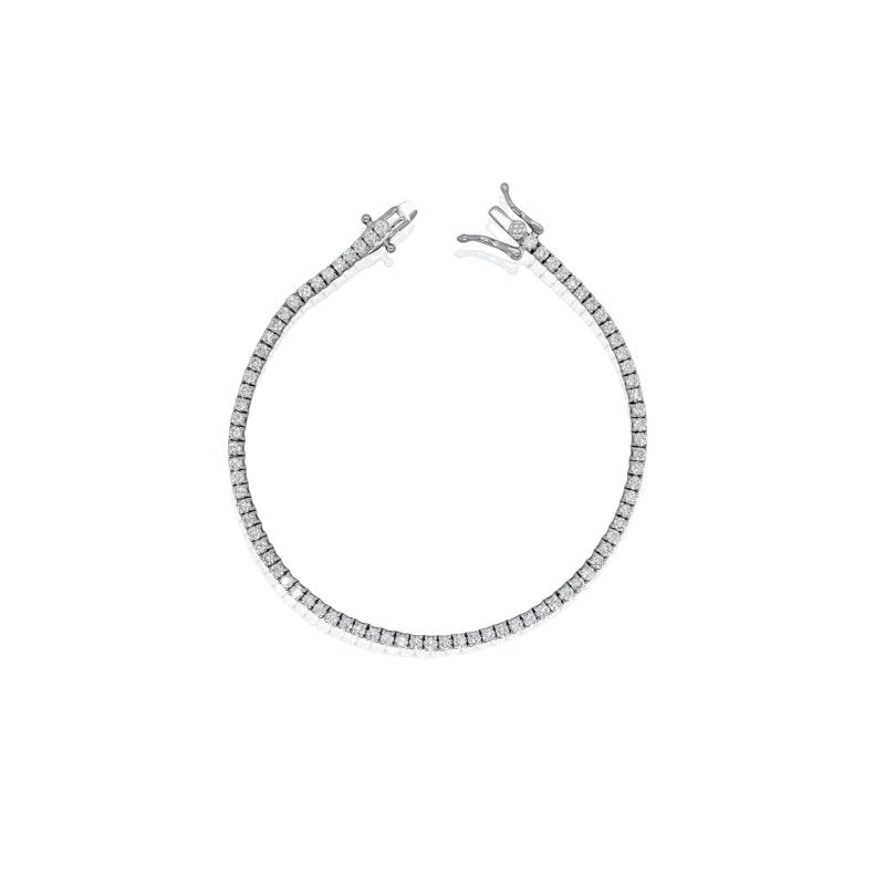 Sterling Silver Rhodium Plated Lab Diamond 2mm TCW 2.04ct Tennis Bracelet