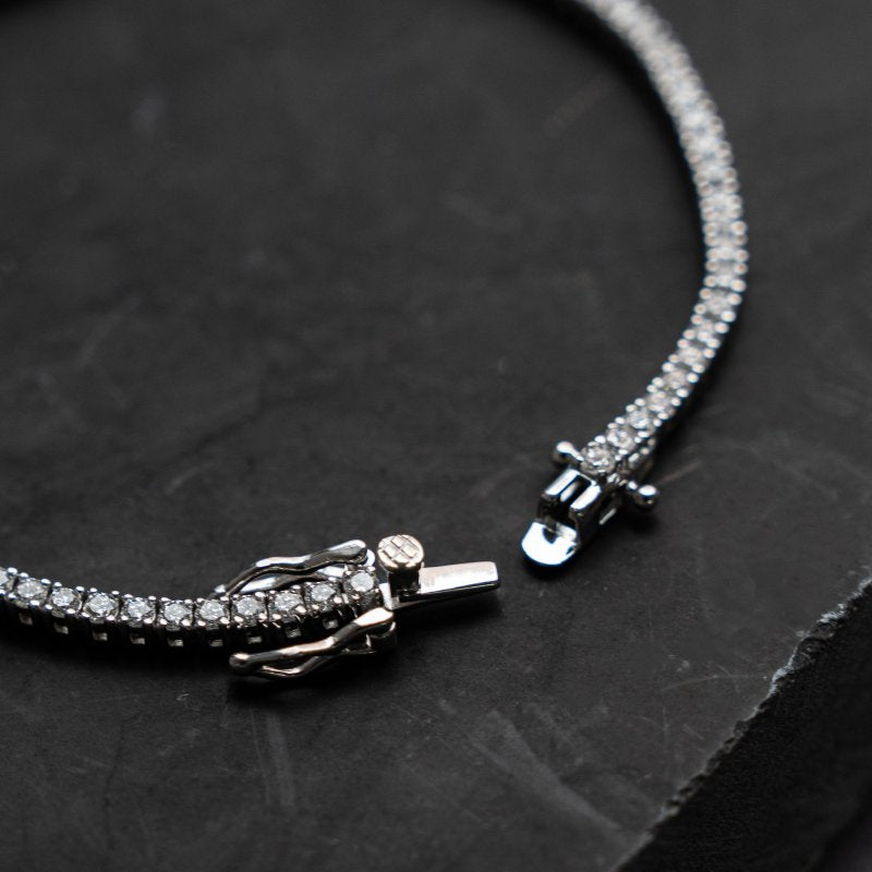 Sterling Silver Rhodium Plated Lab Diamond 2mm TCW 2.04ct Tennis Bracelet