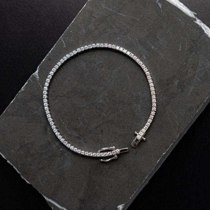 Sterling Silver Rhodium Plated Lab Diamond 2mm TCW 2.04ct Tennis Bracelet