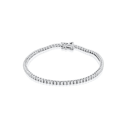 Sterling Silver Rhodium Plated Lab Diamond 2mm TCW 2.04ct Tennis Bracelet